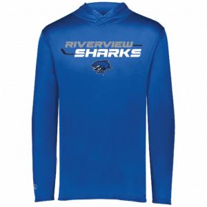 Riverview Sharks lightweight performance hoodie, royal blue