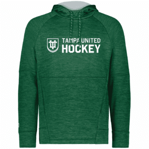 All-Pro Performance Hoodie, Tampa United hockey logo, dark green heather