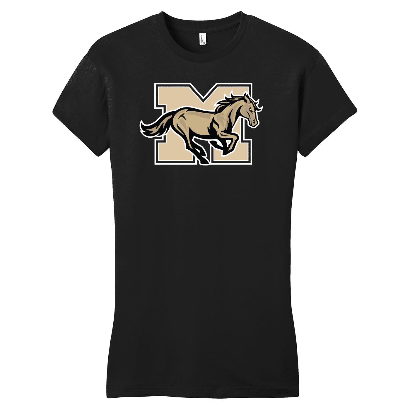SAN_DT6001 District Womens Fitted Tee Mitchell Mustangs black Mitchell Mustangs women's fitted tee, black