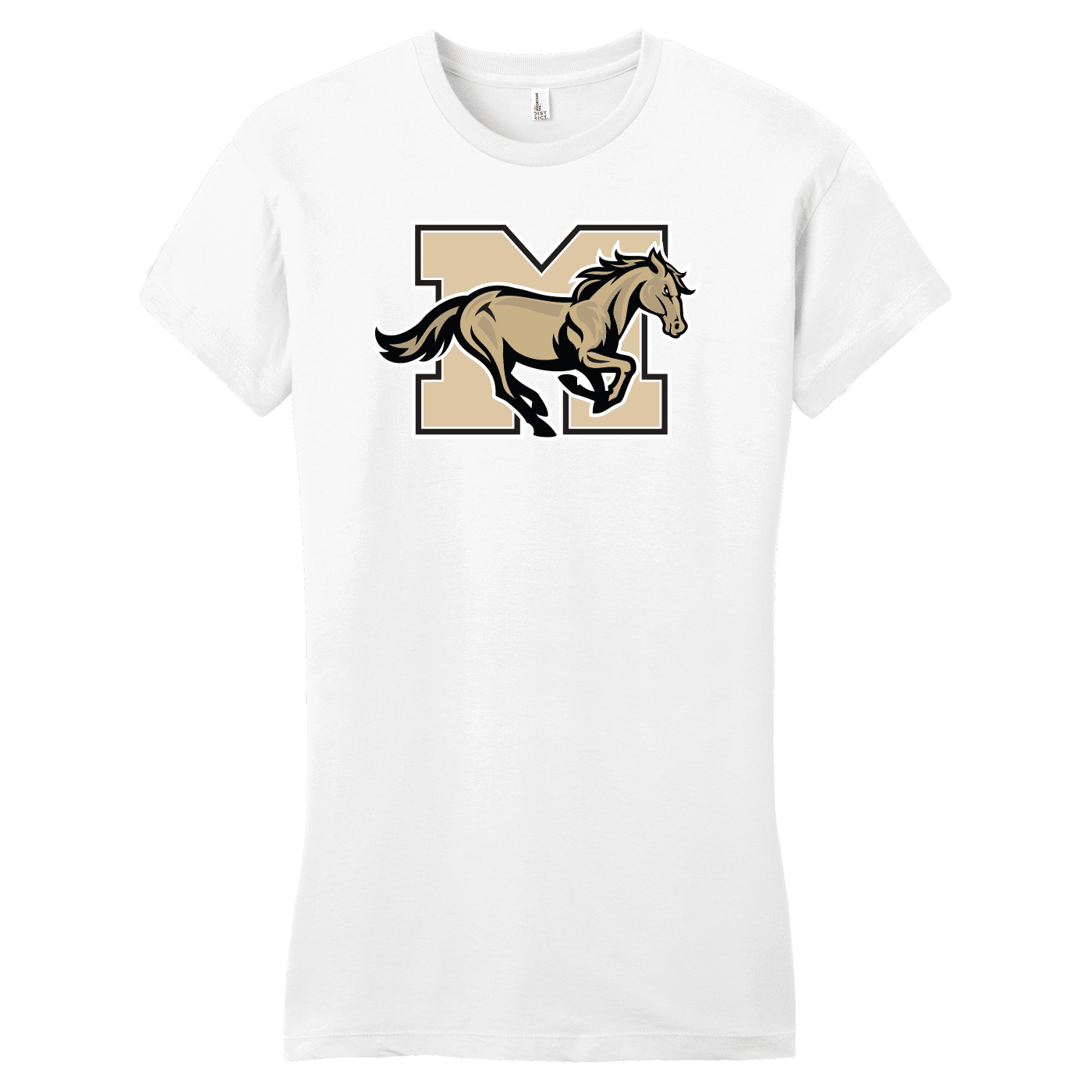 SAN_DT6001 District Womens Fitted Tee Mitchell Mustangs white Mitchell Mustangs women's fitted tee, white