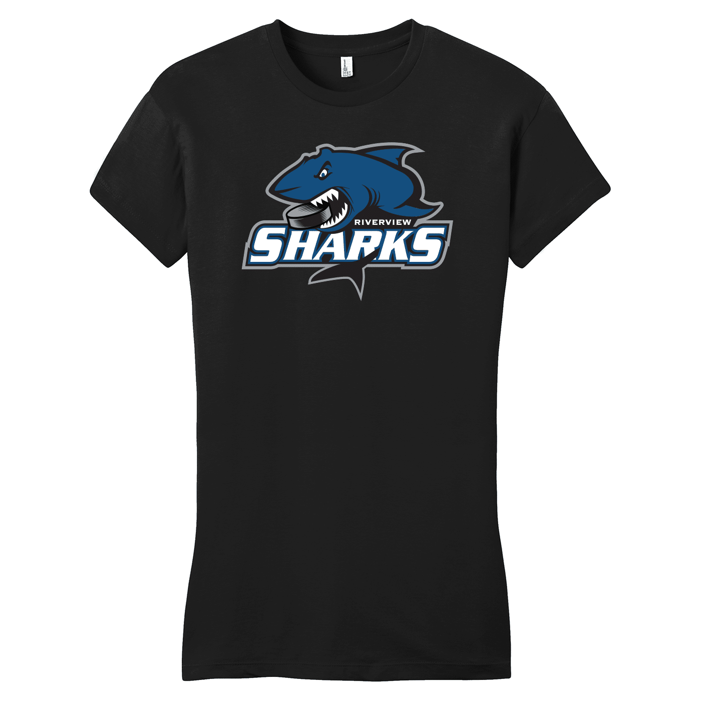 SAN_DT6001 District Womens Fitted Tee Riverview Sharks black Riverview Sharks women's fitted tee, black