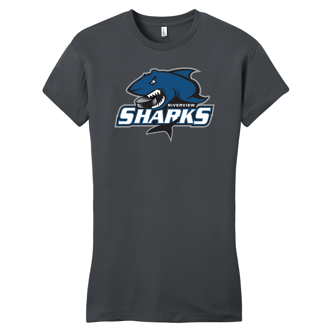 SAN_DT6001 District Womens Fitted Tee Riverview Sharks charcoal Riverview Sharks women's fitted tee, charcoal