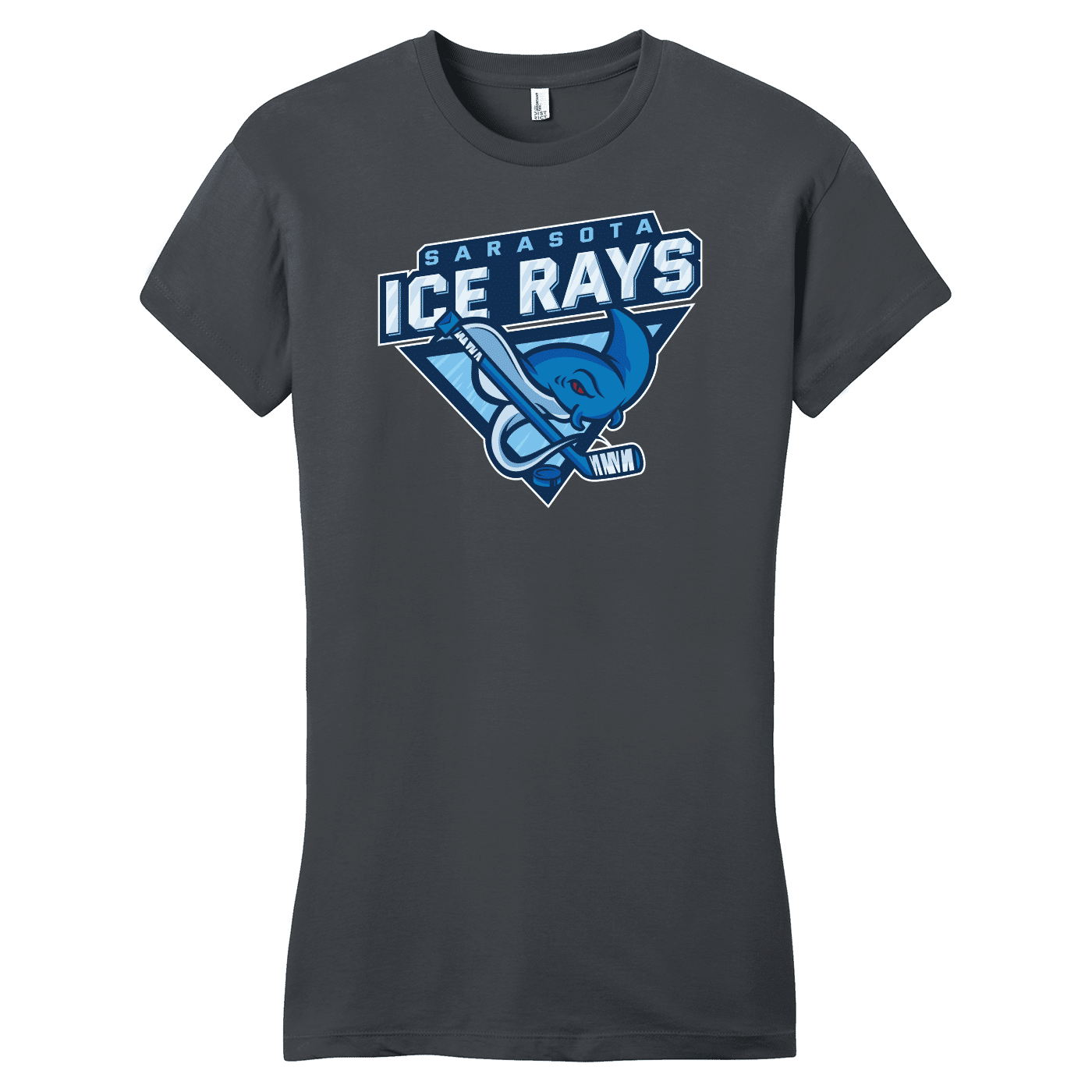 SAN_DT6001 District Womens Fitted Tee Sarasota Ice Rays charcoal Sarasota Ice Rays women's fitted tee, charcoal