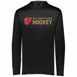 Gulf Coast Flames llghtweight performance hoodie, hockey logo, black