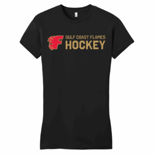 Gulf Coast Flames women's fitted tee, hockey logo, black