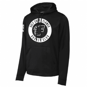 Gulf Coast Flames performance hoodie, circle logo, black