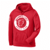 Gulf Coast Flames performance hoodie, circle logo, deep red