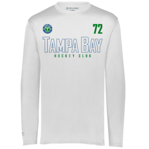 TBHC long sleeve performance tee, hollow logo, white
