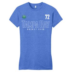 TBHC fitted women's tee, hollow logo, heather royal