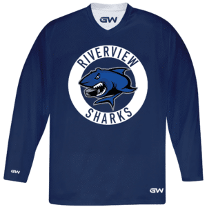 Riverview Sharks reversible practice jersey, royal blue side