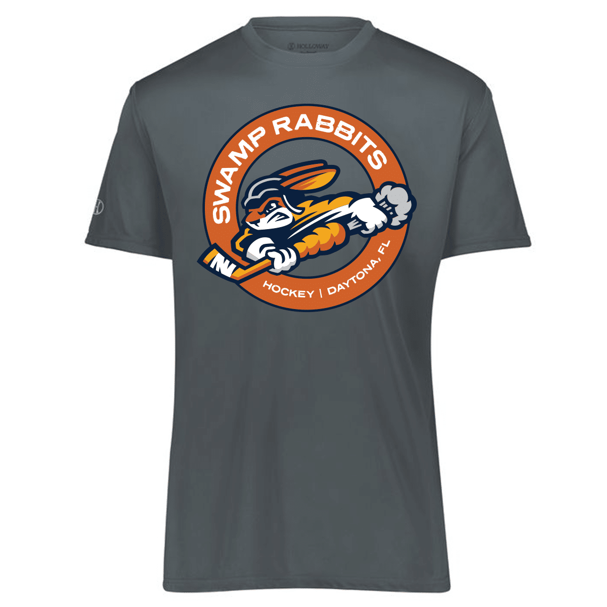 Daytona Swamp Rabbits performance tee, new circle logo, graphite