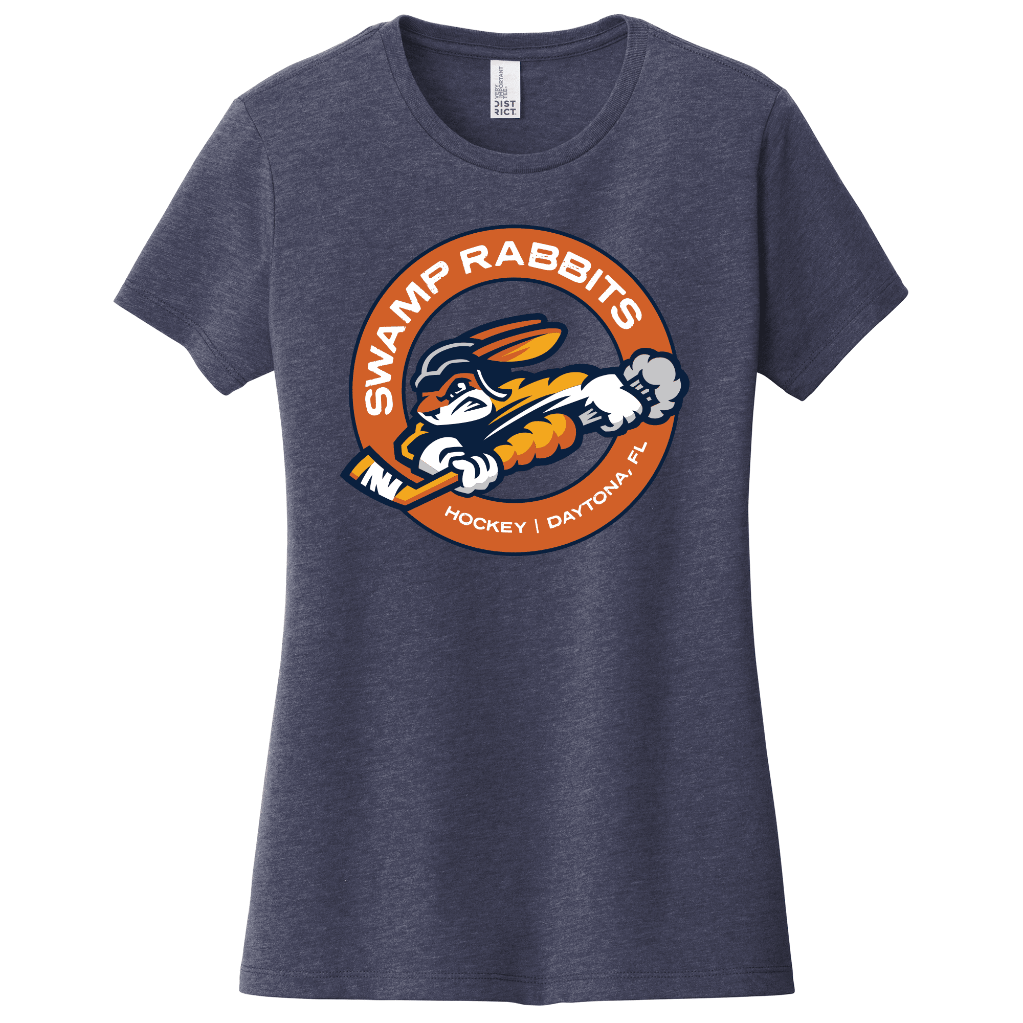 Daytona Swamp Rabbits women's cotton tee, new circle logo, heathered navy