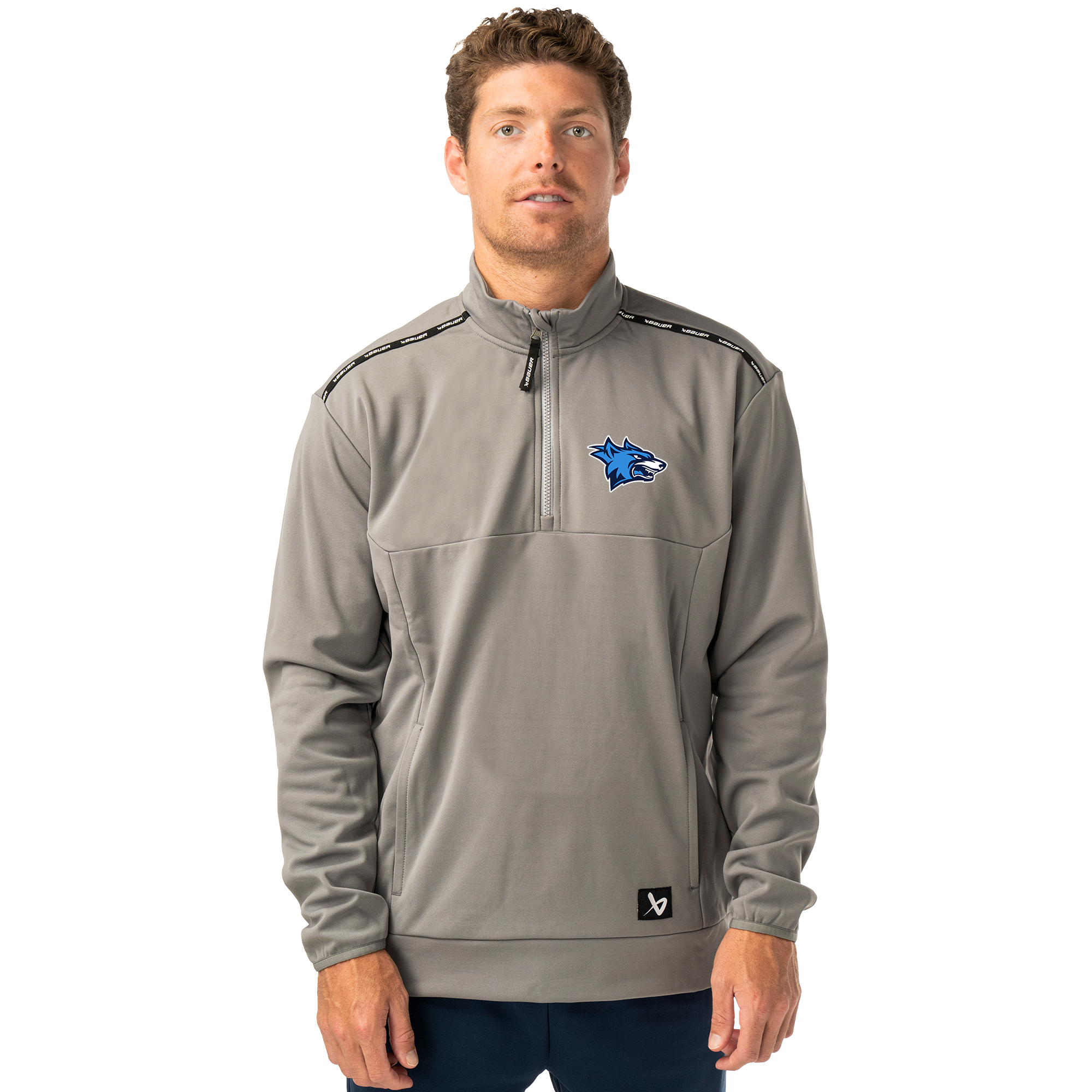 Newsome Wolves Bauer half zip hoodie S26, grey