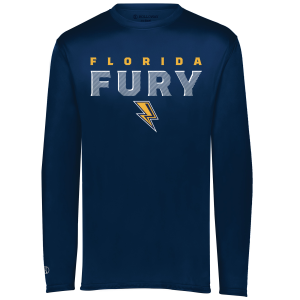 Florida Fury long sleeve performance tee, 2026 logo #1, navy