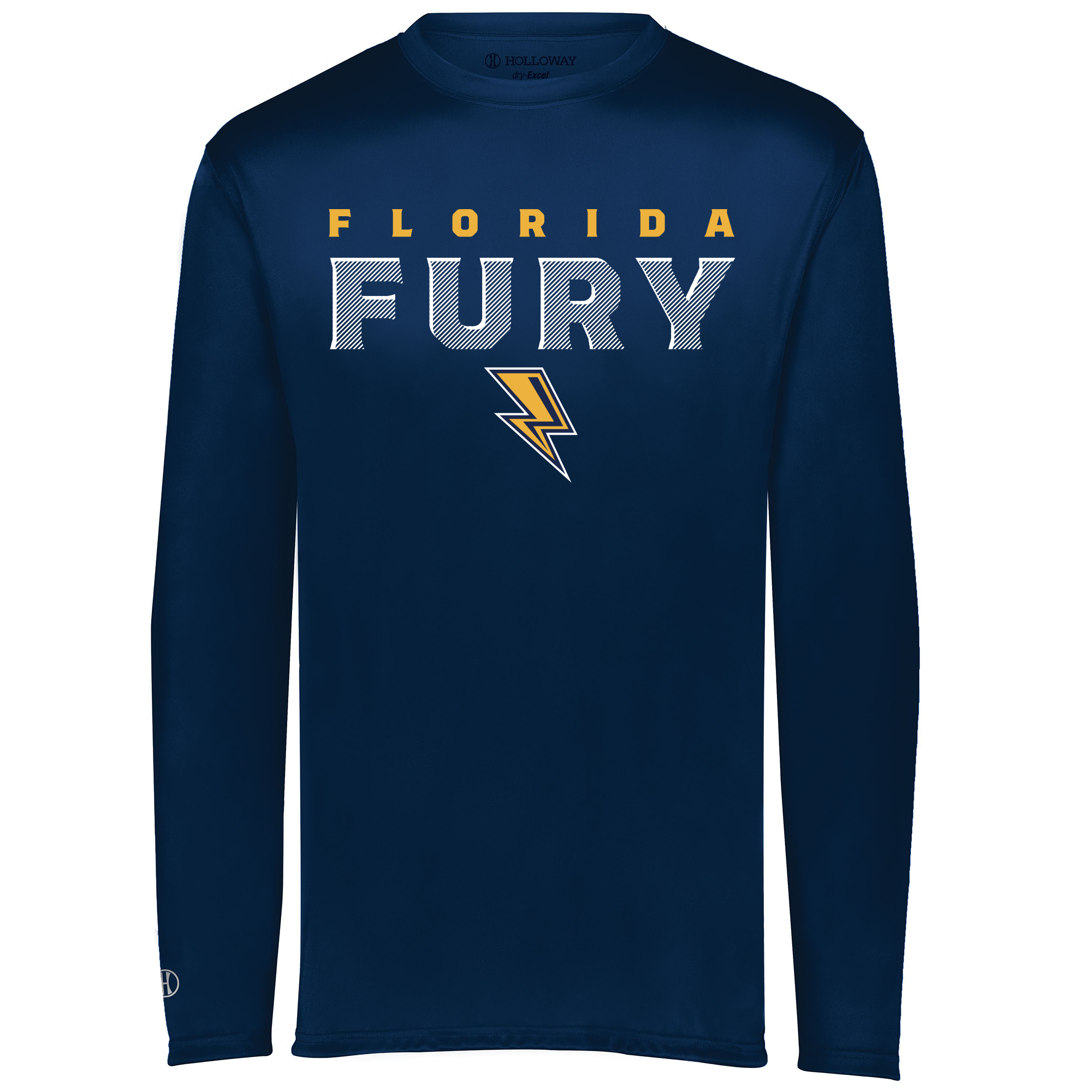 Florida Fury long sleeve performance tee, 2026 logo #1, navy