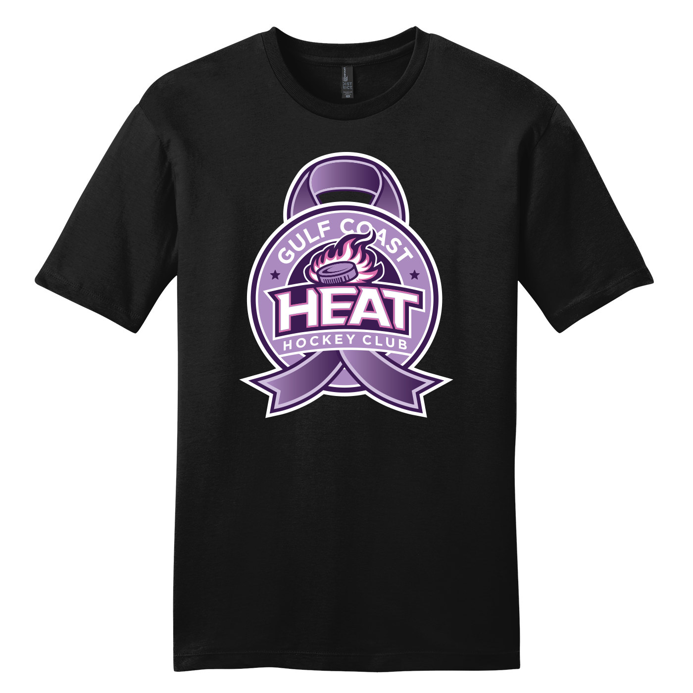 Gulf Coast Heat unisex cotton tee, ribbon logo, black