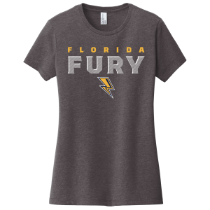 Florida Fury women's cotton tee, 2026 logo #1, heathered charcoal