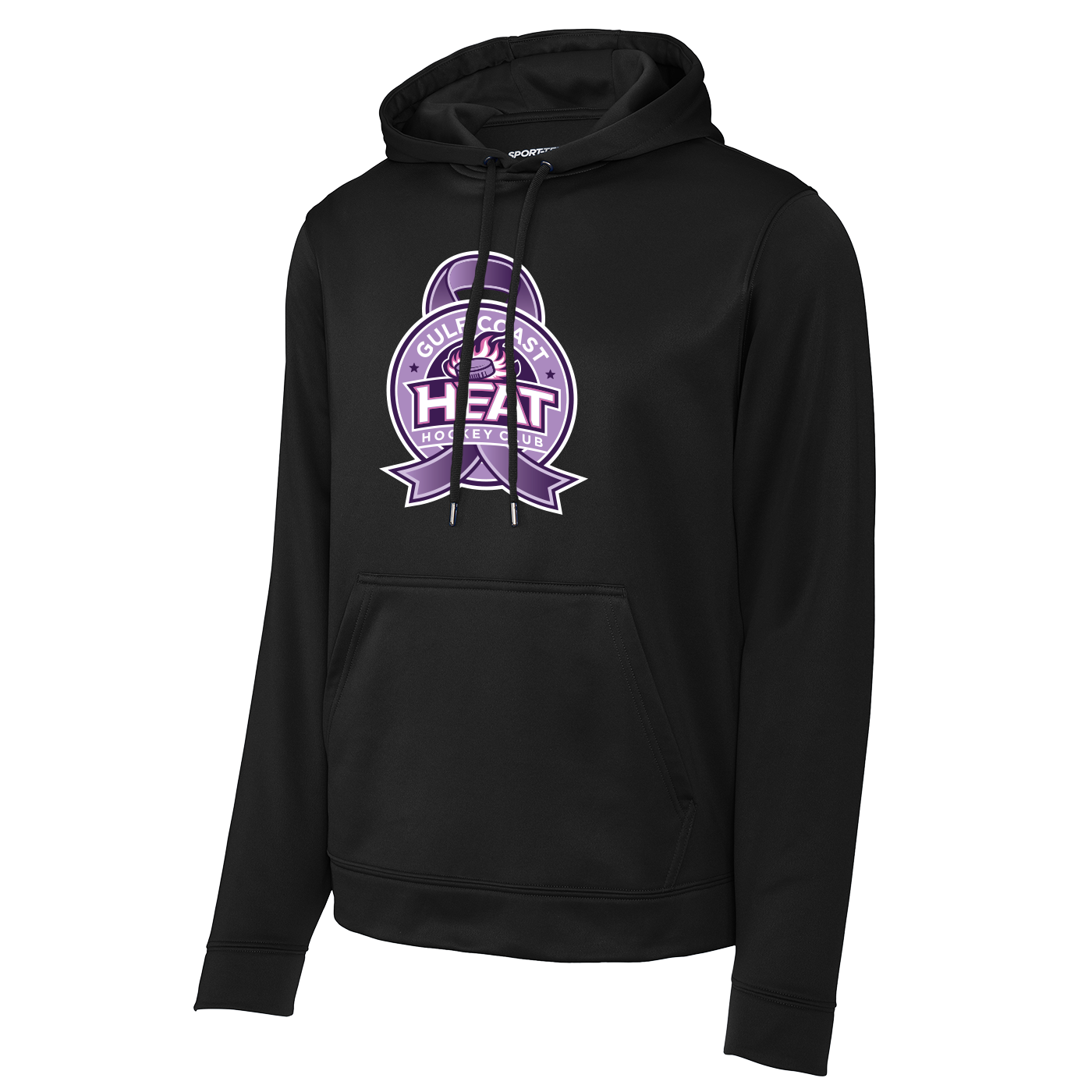 Gulf Coast Heat performance hoodie, ribbon logo, black