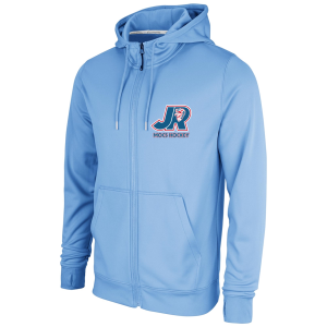 Jr. Mocs fleece zip hoodie, stacked logo, light blue
