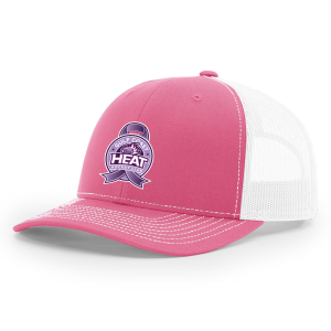 Gulf Coast Heat trucker cap, ribbon logo, hot pink / white