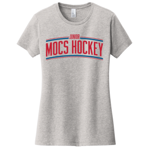 Jr. Mocs women's tee, curved logo, light heather grey