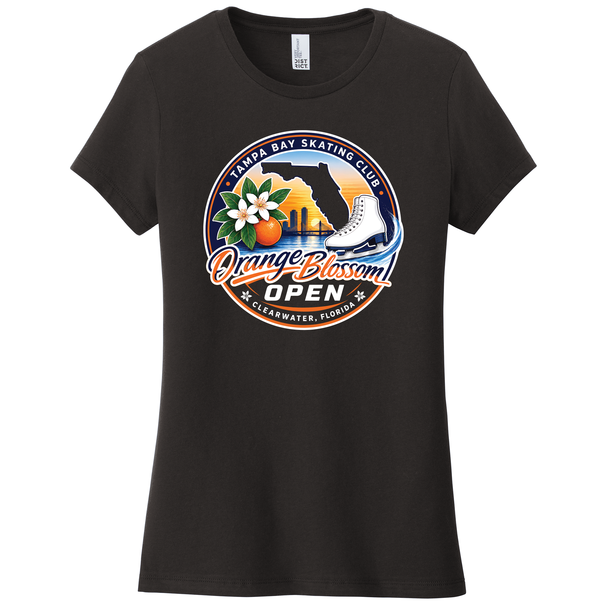 Orange Blossom Open women's tee, black