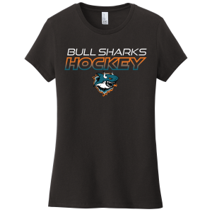 TGH Bull Sharks women's tee, 2026 hockey logo, black