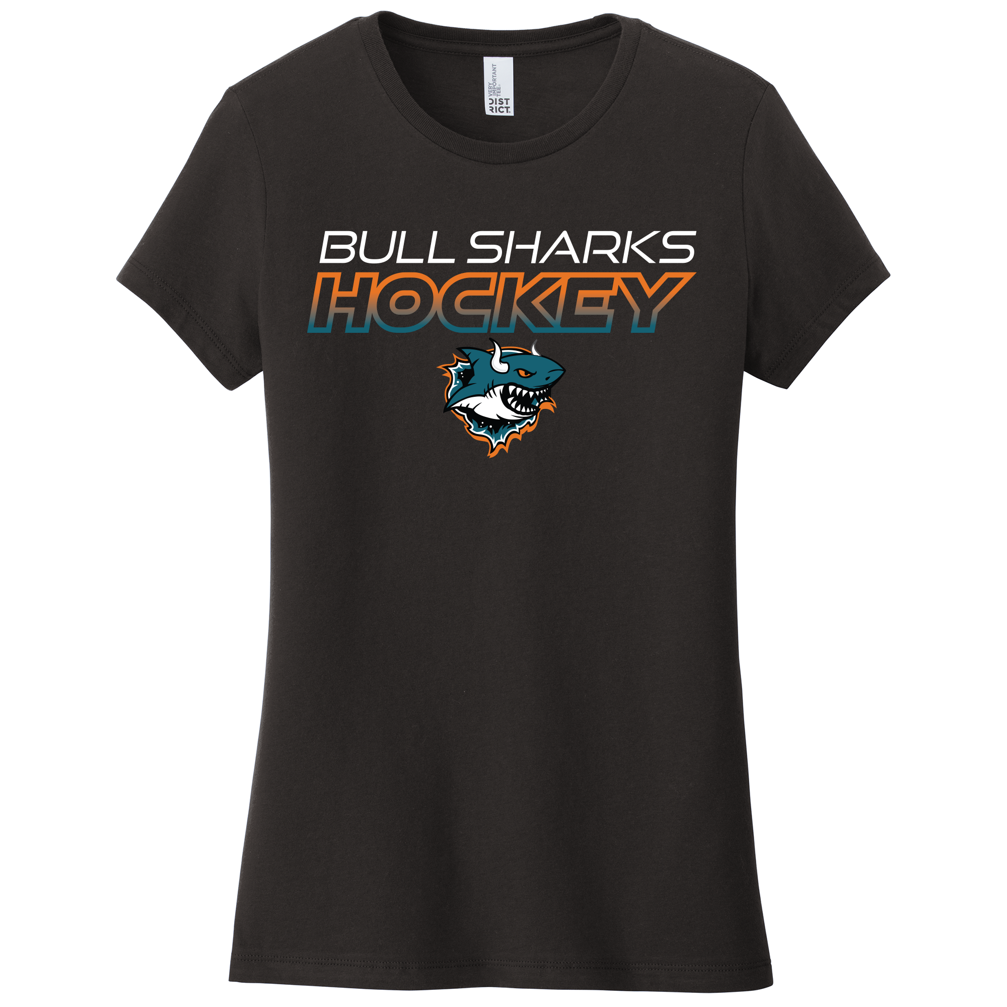TGH Bull Sharks women's tee, 2026 hockey logo, black