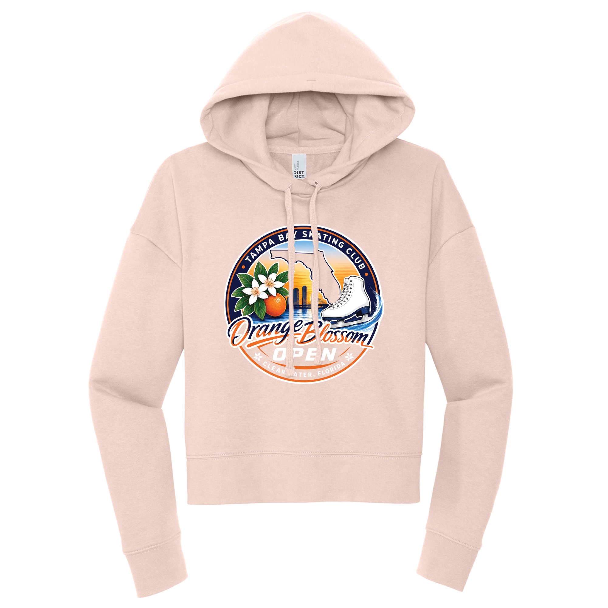 Orange Blossom Open women's fleece hoodie, rosewater pink