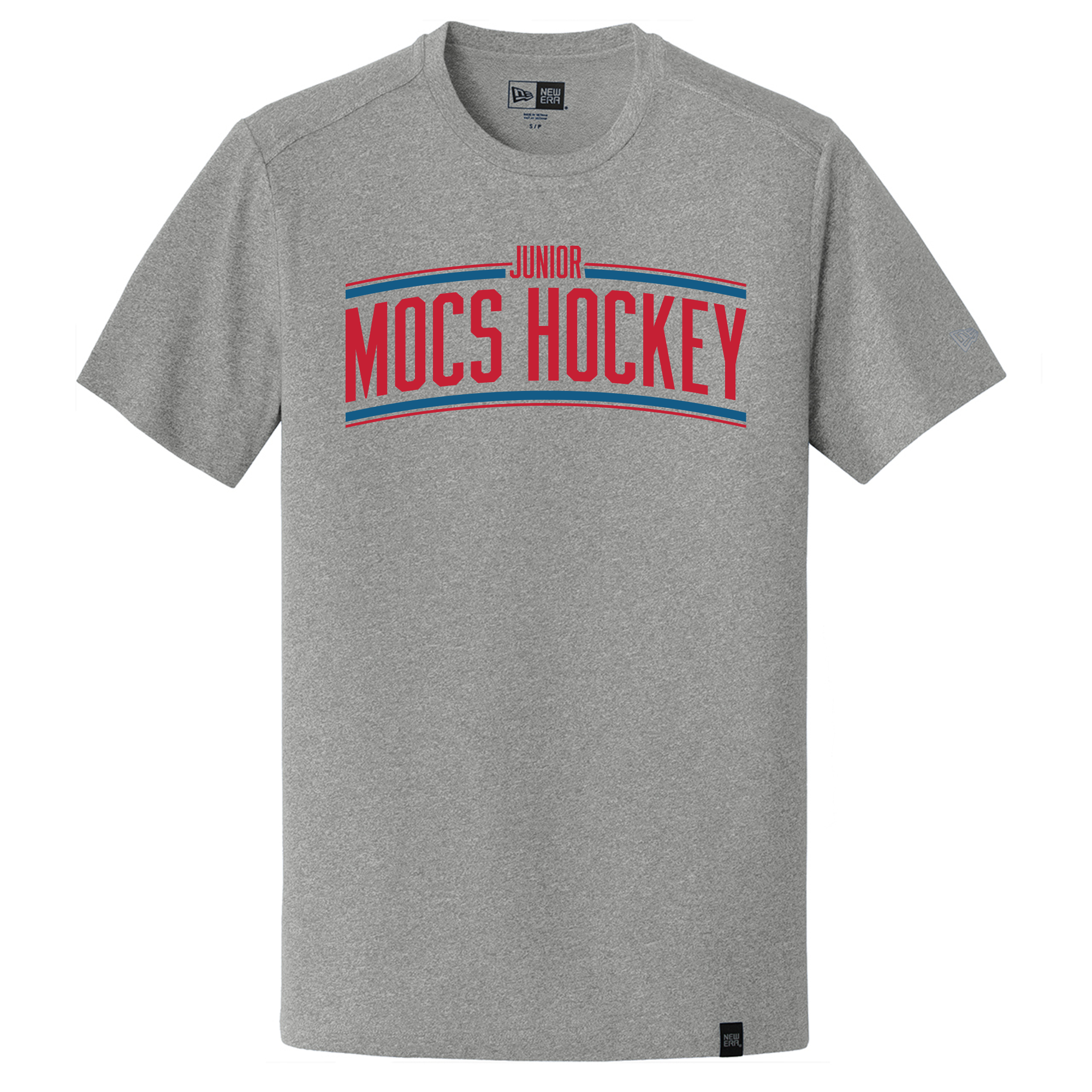 Jr. Mocs crew tee, curved logo, shadow grey heather