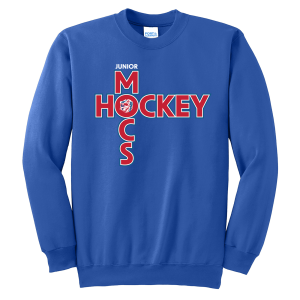 Jr. Mocs crewneck sweatshirt, crossed logo, royal