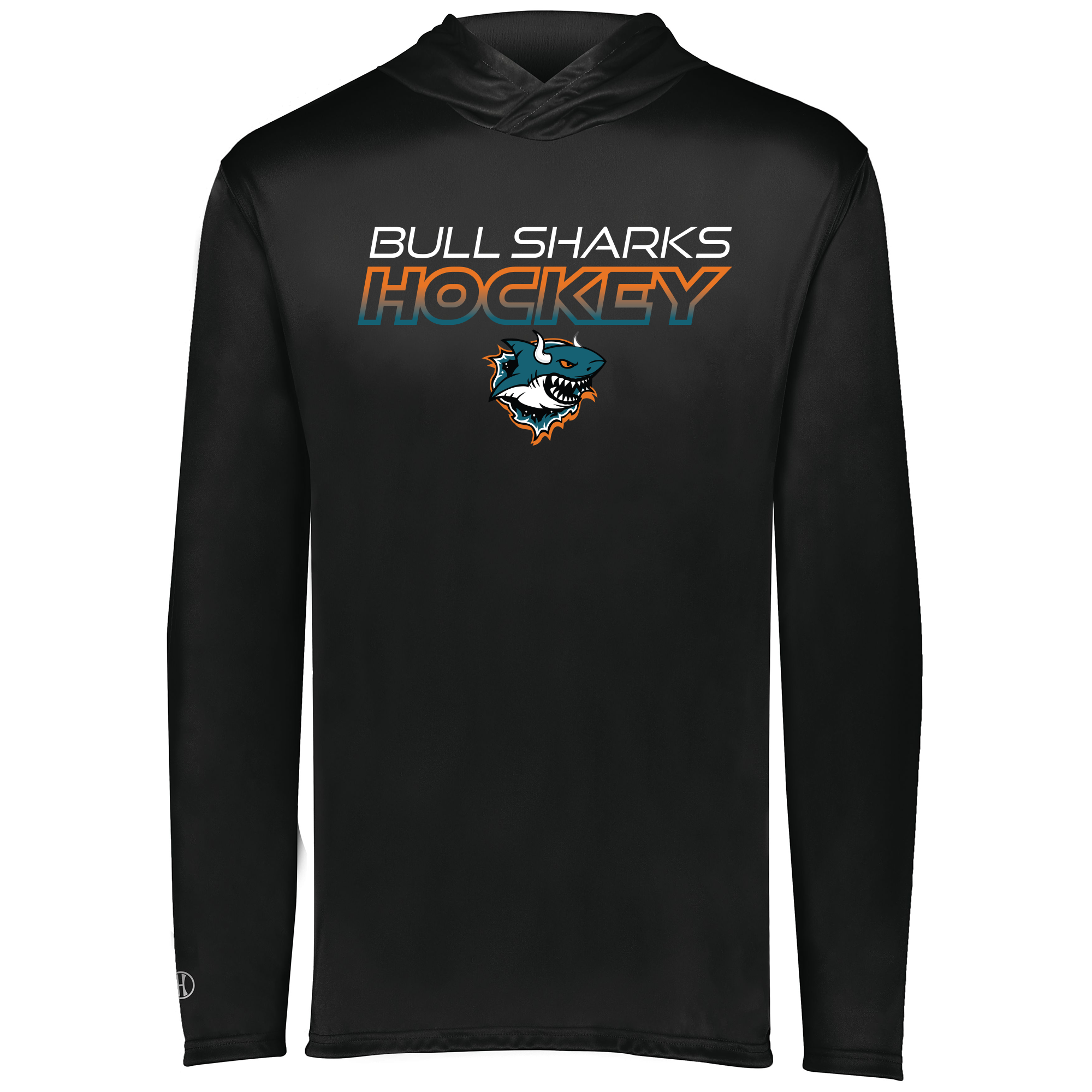 TGH Bull Sharks lightweight performance hoodie, hockey logo 26, black