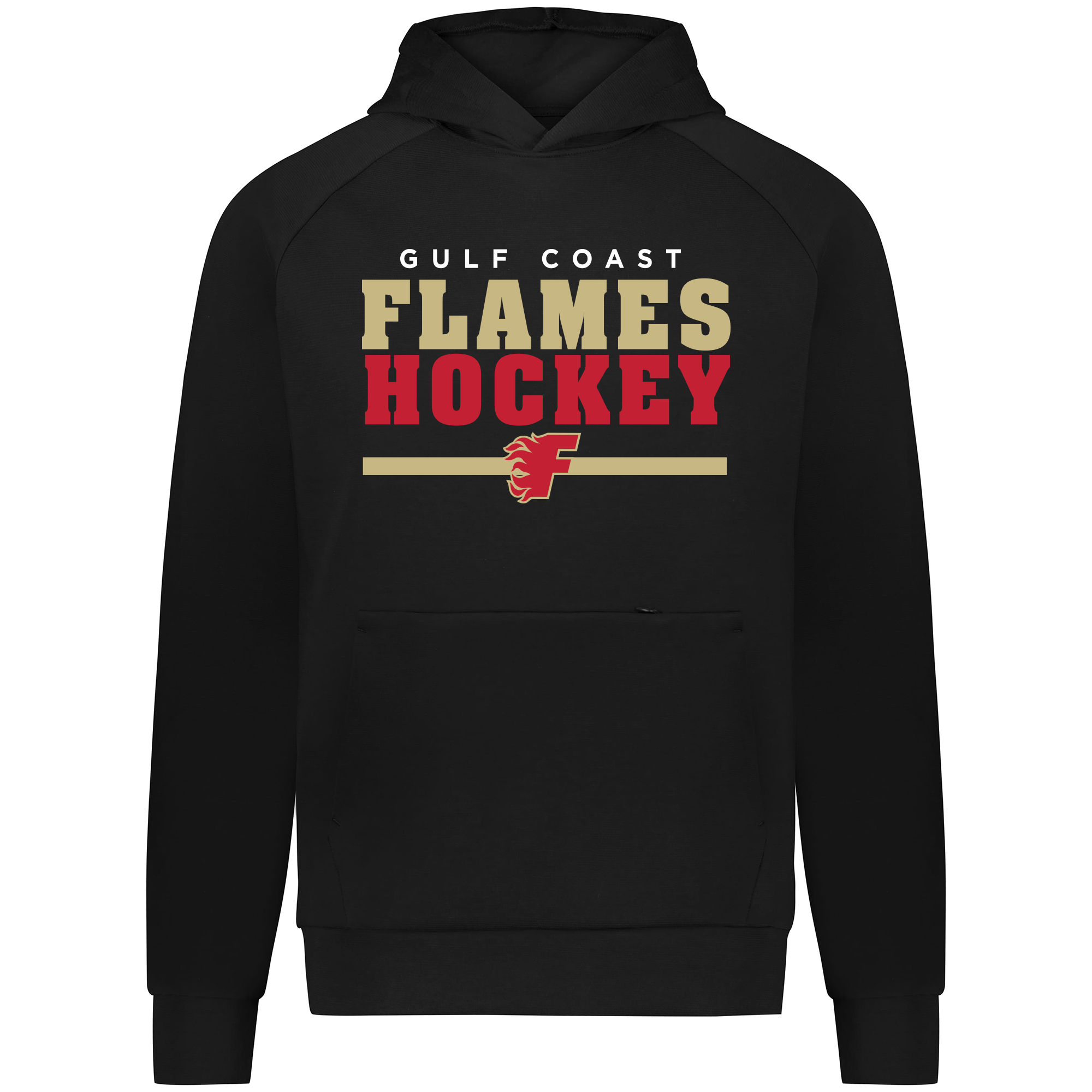 Gulf Coast Flames City series hoodie, 2026 bar logo, black