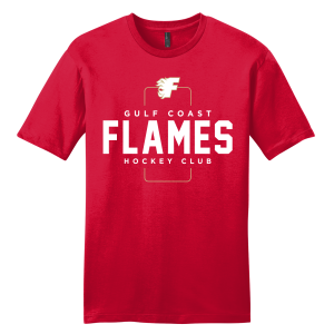 Gulf Coast Flames unisex tee, 2026 box logo, classic red