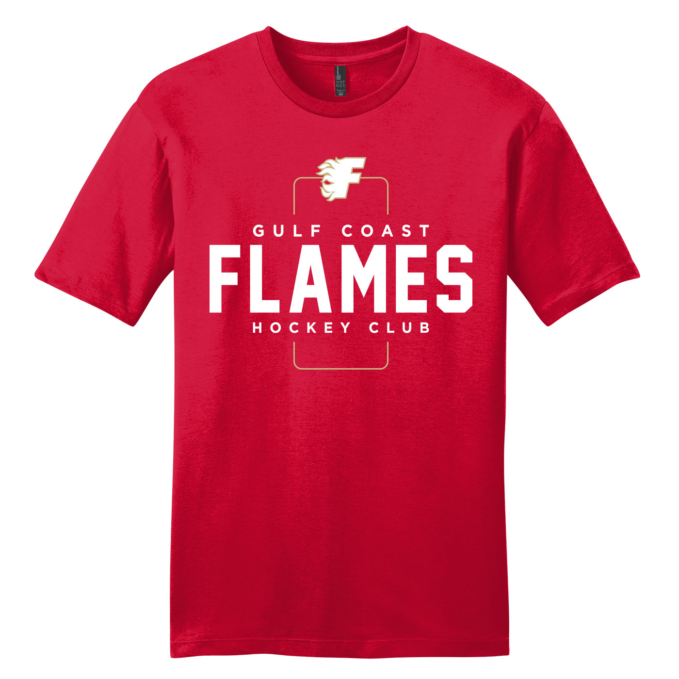 Gulf Coast Flames unisex tee, 2026 box logo, classic red