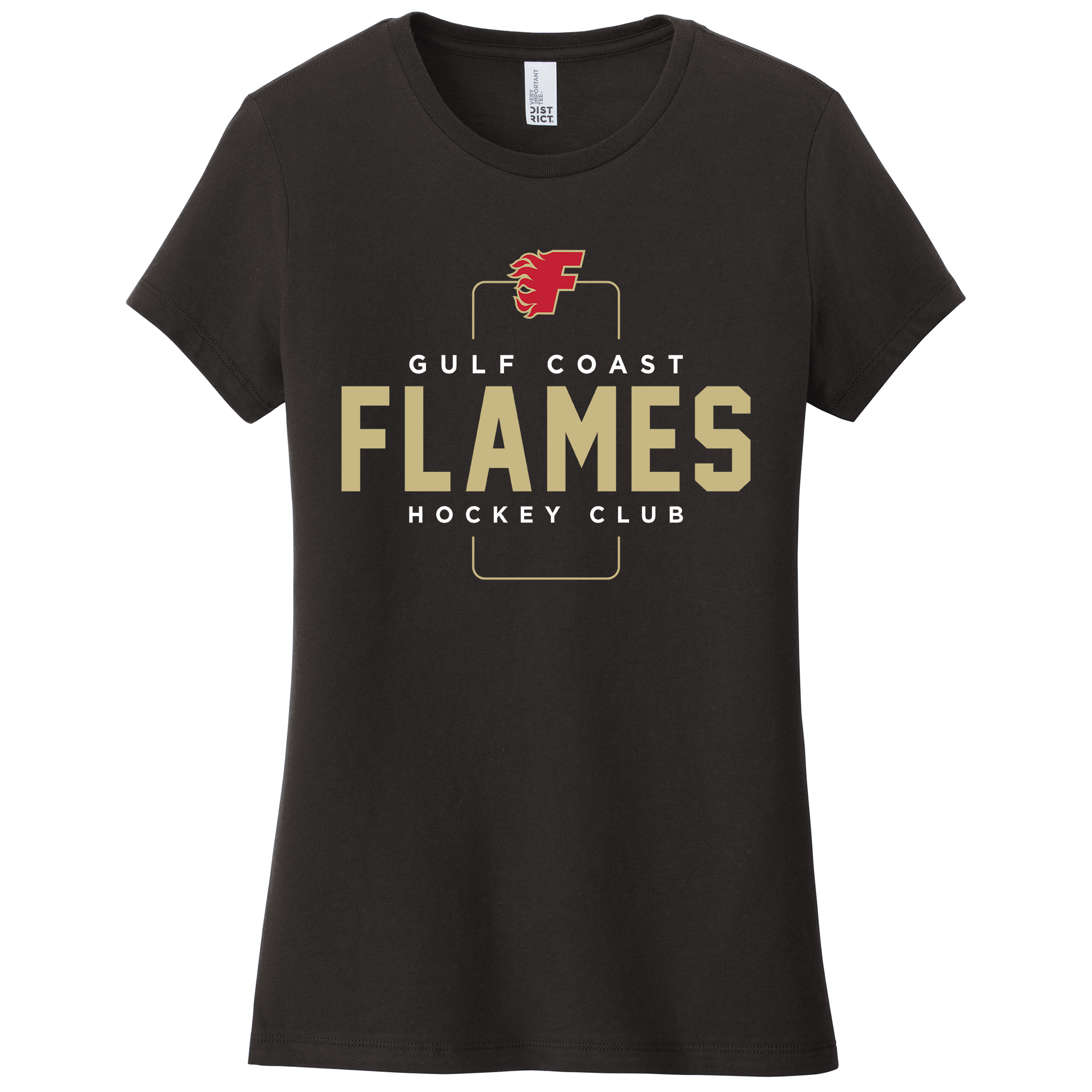 Gulf Coast Flames women's tee, 2026 box logo, black