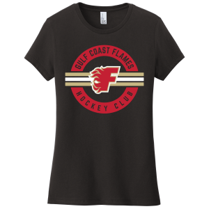 Gulf Coast Flames women's tee, 2026 circle logo, black