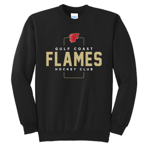Gulf Coast Flames crew neck sweatshirt, 2026 box logo, black