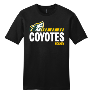 Cypress Creek Coyotes unisex cotton tee, stripe logo 1, black