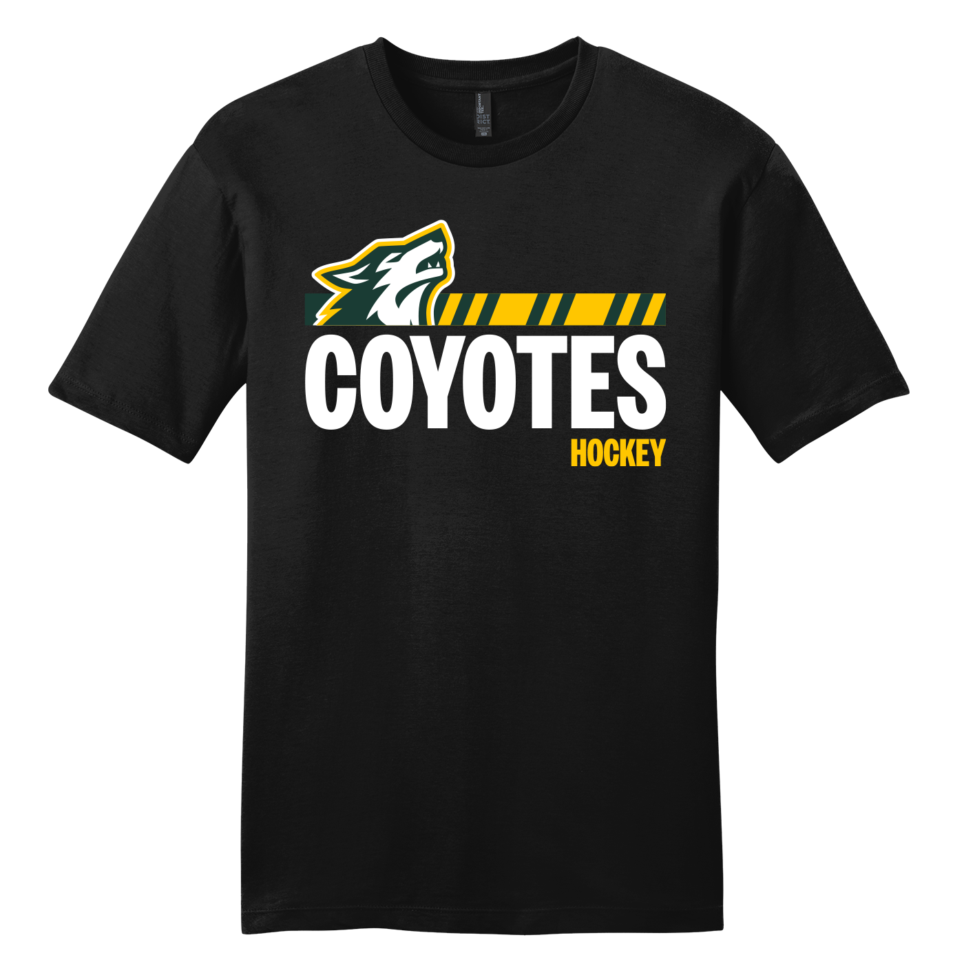 Cypress Creek Coyotes unisex cotton tee, stripe logo 1, black