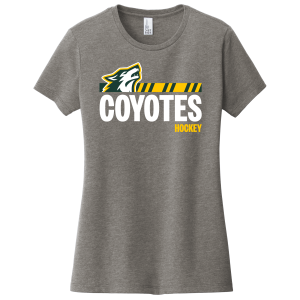 Cypress Creek Coyotes women's tee, stripe logo 1, grey frost