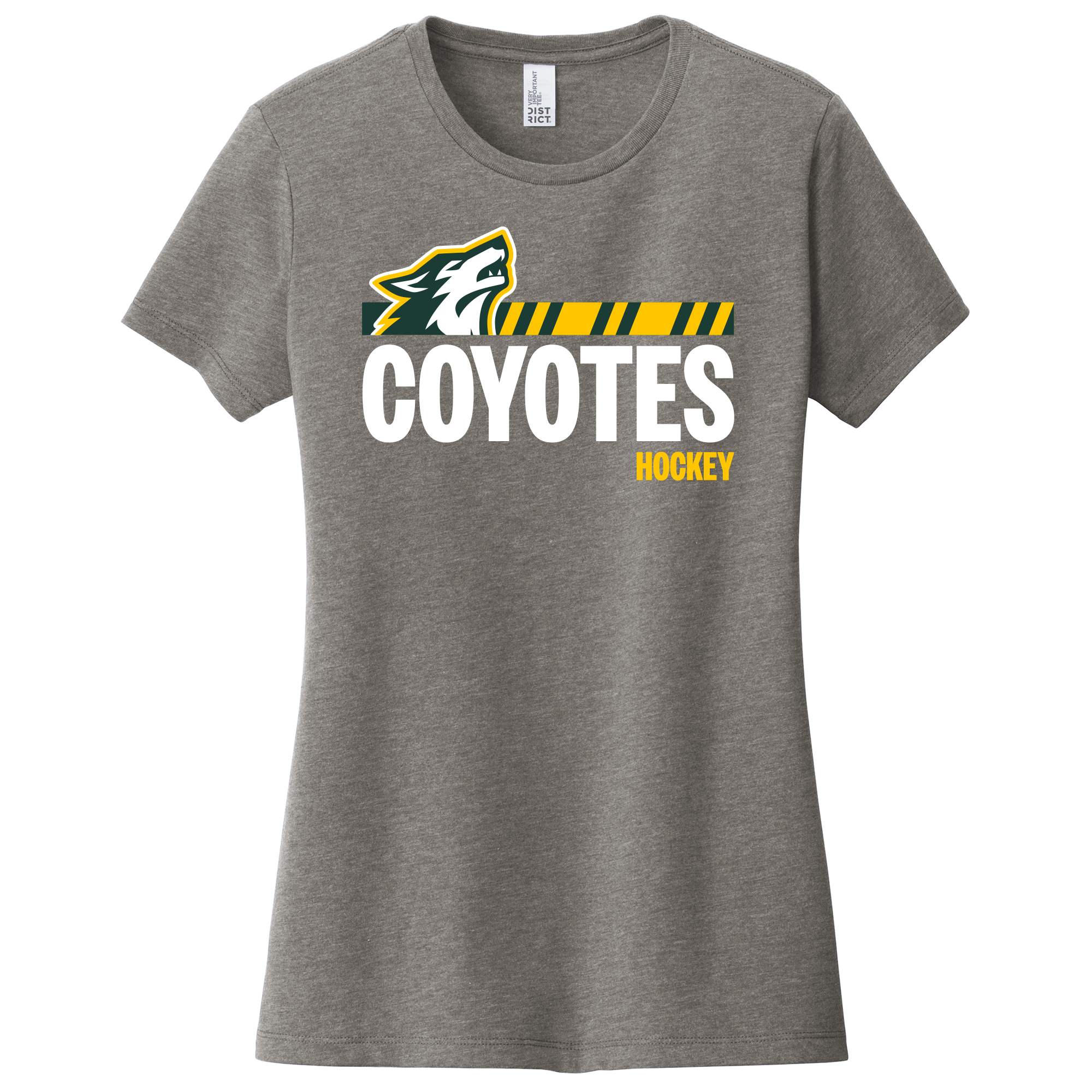 Cypress Creek Coyotes women's tee, stripe logo 1, grey frost