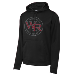 Wiregrass Ranch fleece hooded pullover, circle logo 1, black