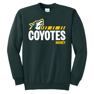 Cypress Creek Coyotes crewneck sweatshirt, stripe logo 1, dark green