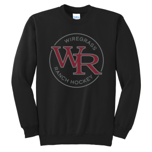 Wiregrass Ranch crewneck sweatshirt, circle logo 1, jet black